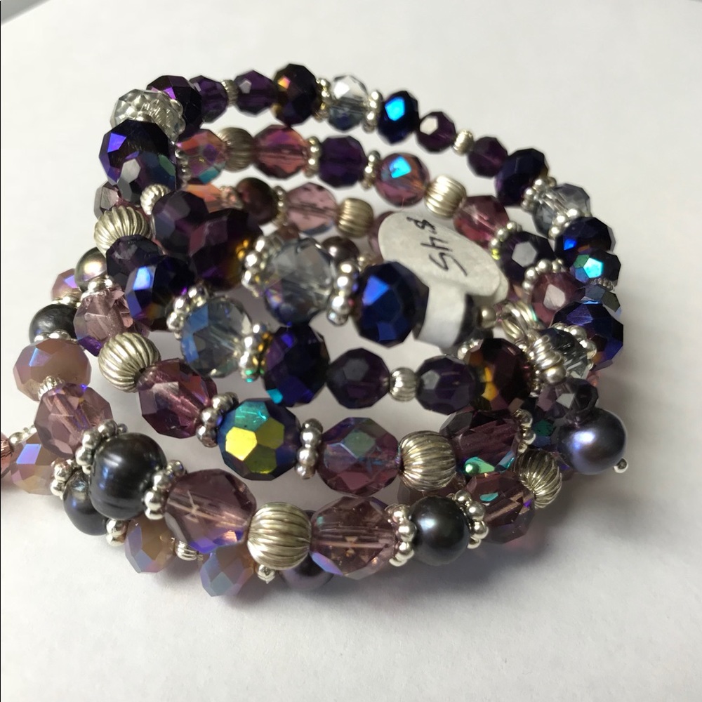 💜 Purple Crystal Beaded Handmade Bracelets 💜